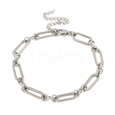 304 Stainless Steel Oval Link Chains Bracelets for Men & Women BJEW-D042-09P-1