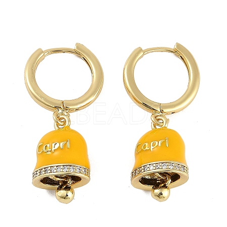 Bell Brass & Enamel Hoop Earrings for Women EJEW-U015-25G-E-1