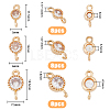 SUPERFINDINGS 24Pcs 3 Styles Brass Pave Clear Cubic Zirconia Connector Charms KK-FH0006-33-2