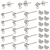 100Pcs 3 Styles Original Color 304 Stainless Steel Ball Post Stud Earring Findings STAS-YW0003-06-2
