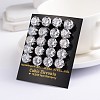 Flat Round 304 Stainless Steel Cubic Zirconia Stud Earrings X-EJEW-H306-38-5mm-2