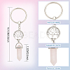 DELORIGIN 6Pcs 6 Style Bullet Shape Natural & Synthetic Gemstone Pendant Keychain with Tree of Life KEYC-DR0001-01-2