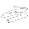 Brass Pave Cubic Zirconia Rectangle and Heart Pendant Cable Chain Necklaces KK-CBAB173-04P-04-4