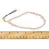 Natural Rose Quartz Chip & CCB Plastic Round Beaded Mobile Straps HJEW-FZ00001-3