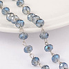 Faceted Rondelle Handmade Electroplate Glass Beads Chains X-AJEW-JB00130-03-1