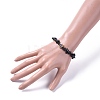 Chips Natural Black Stone Stretch Bracelets BJEW-JB04700-03-4