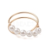Round Shell Pearl Beaded Ring RJEW-TA00133-2