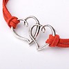 Alloy Double Heart Link Bracelets for Valentine's Day BJEW-JB01530-03-2