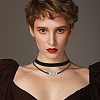4Pcs 2Styles Alloy Round & Black Velvet Double Layer Choker Necklaces NJEW-WH20002-11A-4