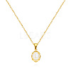 304 Stainless Steel Enamel White Oval with Letter Pendant Necklaces for Men Women FS-WG94BAB-12-1
