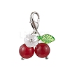 Chakra Natural Malaysia Jade & Green Jade & Chinese Jade & Dyed Yellow Jade Beads Cherry Pendant Decorations HJEW-JM02846-4