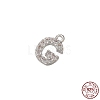 Real Platinum Plated Rhodium Plated 925 Sterling Silver Micro Pave Clear Cubic Zirconia Charms STER-P054-10P-G-1