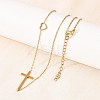 Religion 304 Stainless Steel Heart Cross Link Chain Necklaces NJEW-H093-03G-3