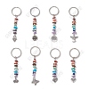 32Pcs 8 Styles Chakra Gemstone Chip Beaded Alloy Pendant Keychains KEYC-FH00075-1