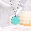 Synthetic Turquoise Flat Round Pendant Necklaces PW-WG95912-16-1