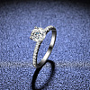 Rhodium Plated 925 Sterling Silver Pave 6.5x3.9mm Moissanite Finger Rings WG6D295-35-1