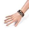 Chips Natural Labradorite & Snowflake Obsidian & Tiger Eye Beaded Stretch Bracelets Sets X-BJEW-JB05332-05-4