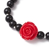 Halloween Theme Baking Paint Glass Round Beads Stretch Bracelets for Women BJEW-MZ00186-01-3