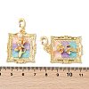 Brass Random Color Glass Pendants KK-Q030-05A-G-4