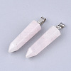 Natural Rose Quartz Point Pendants G-R220-34Q-1
