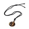 Natural & Synthetic Mixed Stone Tree of Life Pendant Necklace with Nylon Rope NJEW-H009-03-5