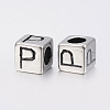 304 Stainless Steel Large Hole Letter European Beads X-STAS-H428-01AS-P-2