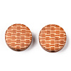 Painted Natural Wood Beads WOOD-N006-05C-3