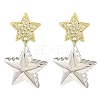 Rack Plating Brass Micro Pave Cubic Zirconia Star Dangle Stud Earrings EJEW-H117-06GP-1