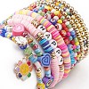 11Pcs 10 Style Synthetic Turquoise(Dyed) & Hematite & Millefiori Glass Stretch Bracelets Set with Word Happy Beaded BJEW-JB08832-5
