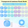 SUNNYCLUE 800Pcs 4 Colors Transparent & Luminous Plastic Beads KY-SC0001-88-2