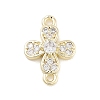 Brass Pave Clear Cubic Zirconia Flower Links Connector Charms LS-KK-Z061-02G-02-1