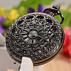 Openable Hollow Flat Round Alloy Glass Pendant Pocket Watch WACH-L024-11-5
