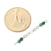 Faceted Round Natural Green Aventurinee & Malachite & Potato Natural Cultured Freshwater Pearl Beaded Connector Charms PALLOY-JF03532-03-4