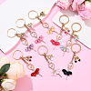 Alloy Crystal Rhinestone & Resin Ballet Dancer Girl Keychain KEYC-YW00228-01-5
