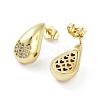 Teardrop Rack Plating Brass Cubic Zirconia Stud Earrings for Women EJEW-B047-02G-04-2