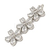 Brass Pave Clear Cubic Zirconia Three Flower Links Connector Charms X-KK-P277-51P-2