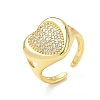 Brass Micro Pave Cubic Zirconia Cuff Open Rings for Women CU-CBA760A-13C-G-4