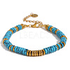 Retro Synthetic Turquoise & Stainless Steel Beaded Bracelets for Women NO5359-11-1