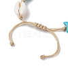 Natural Shell & Synthetic Turquoise Braided Bead Anklets AJEW-AN00562-03-4