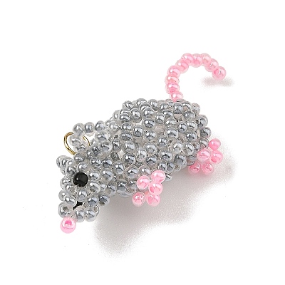 Glass Seed Beads Pendants PALLOY-MZ01453-1