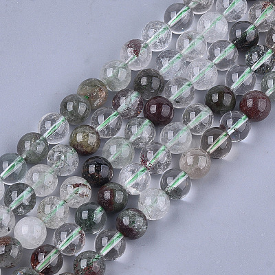 Natural Green Lodolite Quartz/Garden Quartz Beads Strands G-S333-10mm-036-1