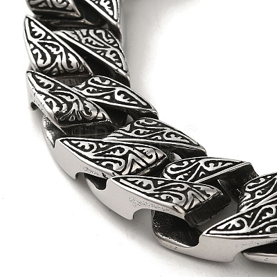 304 Stainless Steel Cuban Link Chain Bracelets for Women Men BJEW-Q341-06D-AS-1