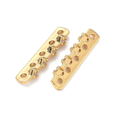 Brass Micro Pave Clear Cubic Zirconia Spacer Bars KK-Z139-11G-03-1