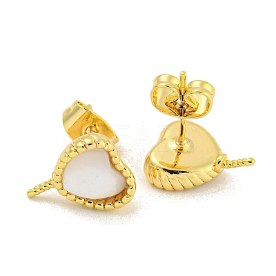 Brass with Shell Stud Earring Findings KK-G490-04G-1