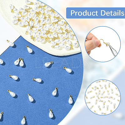 96Pcs ABS Plastic Imitation Pearl Pendants KY-SC0002-32G-1
