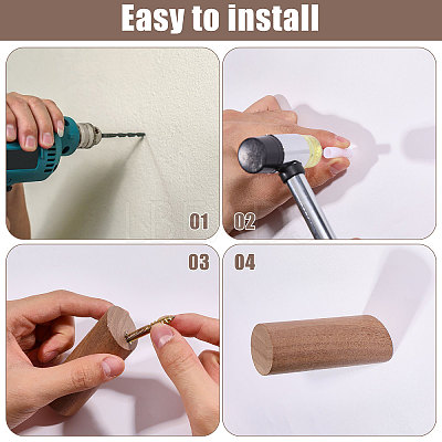 8Sets Column Wood Wall Hooks AJEW-GL0003-35A-1