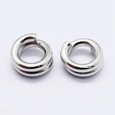 Rhodium Plated 925 Sterling Silver Split Jump Rings STER-F036-01P-0.6x8mm-1