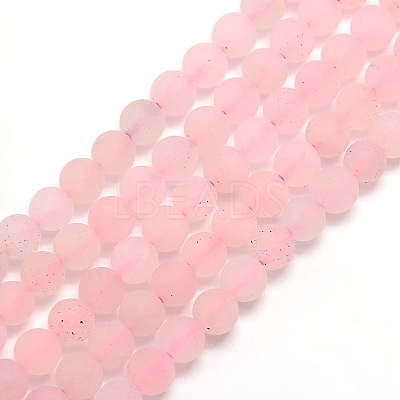 Frosted Natural Rose Quartz Round Bead Strands X-G-M064-6mm-09-1