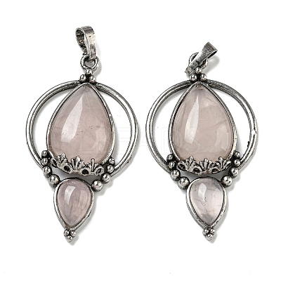 Natural Rose Quartz Pendants G-F766-04AS-02-1