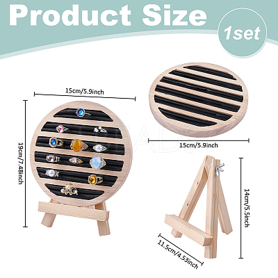 Round Wooden Ring Display Easels RDIS-WH0032-005A-1